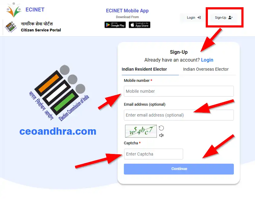 ECI Net New Voter Card Andhra Pradesh Signup